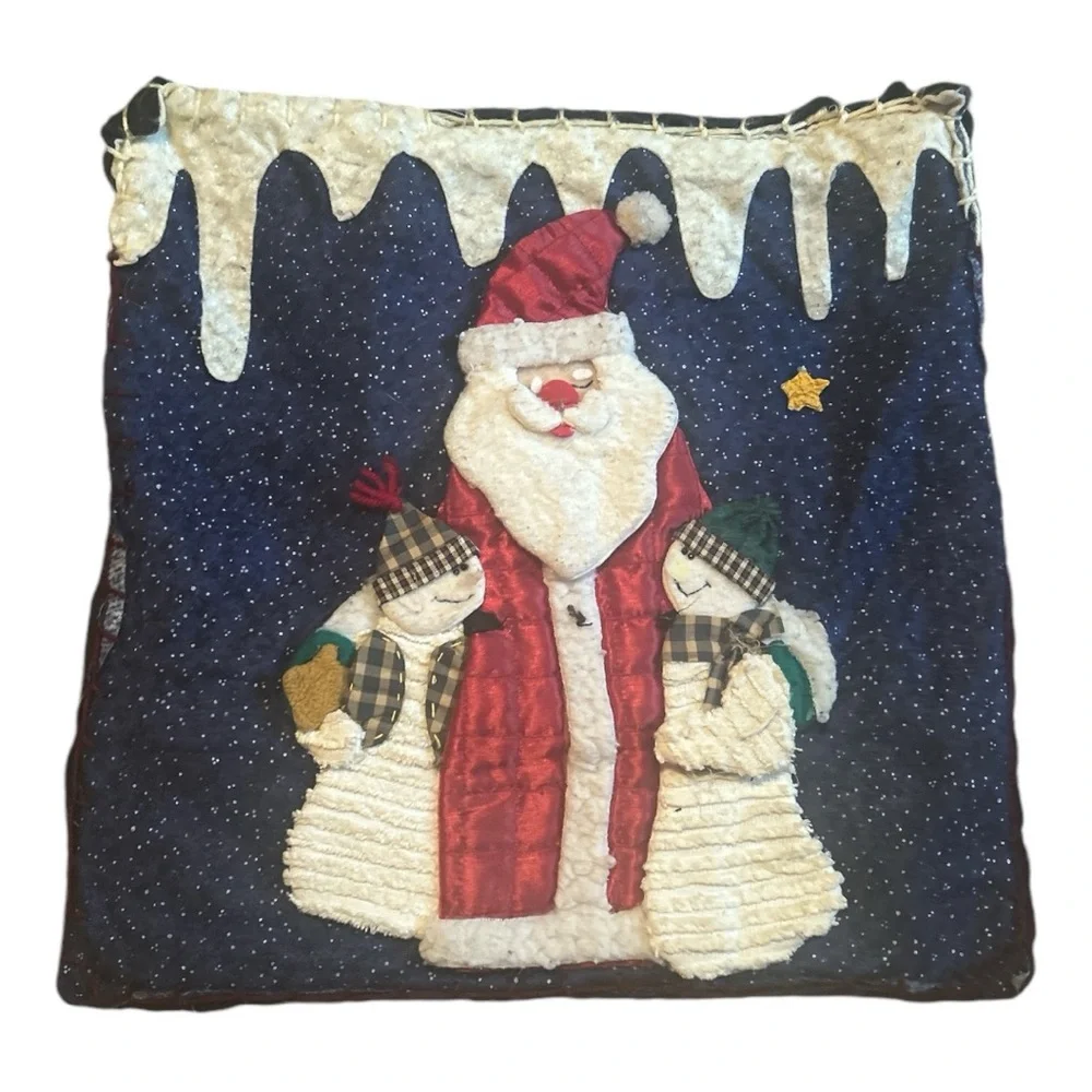 Christmas Santa Claus and Snowman Pillow Cover Bundle Set of 2